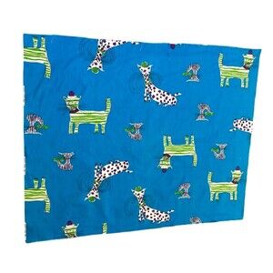Green purple striped polka dot Cat fabric 44 inches x 35 inches Blue Scrap